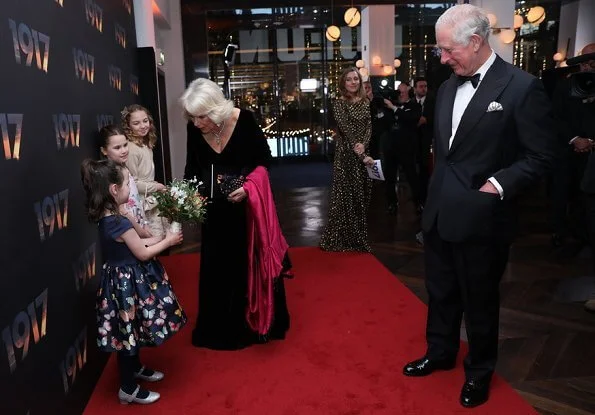 The Duke and Duchess of Cornwall attended the World Premiere of the film 1917 at Leicester Square in London