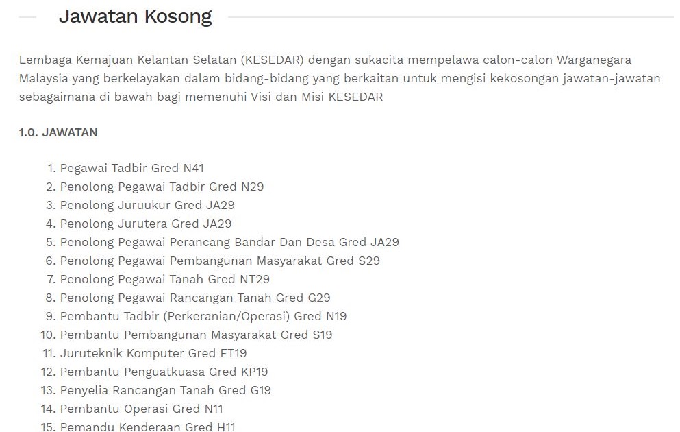 Jawatan Kosong Lembaga Kemajuan Kelantan Selatan Kesedar Kelayakan Pmr Spm Diploma Ijazah Ejawatankini Com