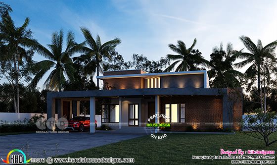 Contemporary style flat roof house