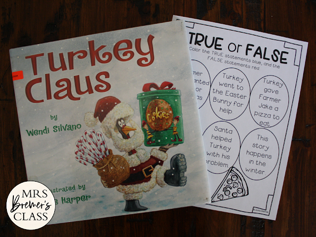 Turkey Claus book activities unit with Common Core aligned literacy activities and a craftivity for Kindergarten and First Grade