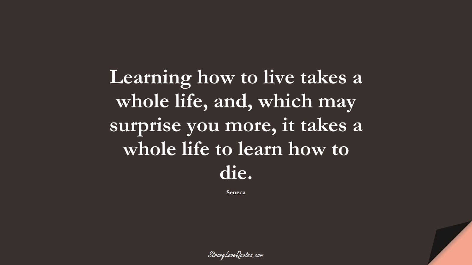 Learning how to live takes a whole life, and, which may surprise you more, it takes a whole life to learn how to die. (Seneca);  #LearningQuotes