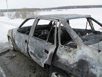 (ФОТО)В результате пожара произошедшего на трассе автодороги г. Сухой Лог - г. Камышловм сгорел легковой автомобиль "Daewoo Nexia"