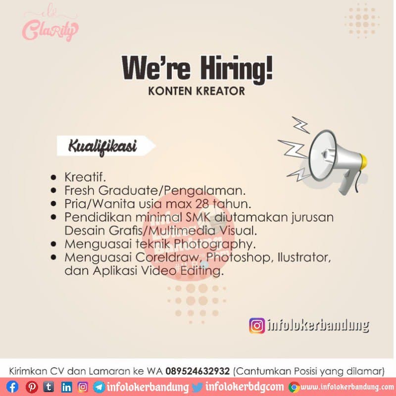 Lowongan Kerja Clarity Hijab Bandung Februari 2021 Info Loker Bandung 2021