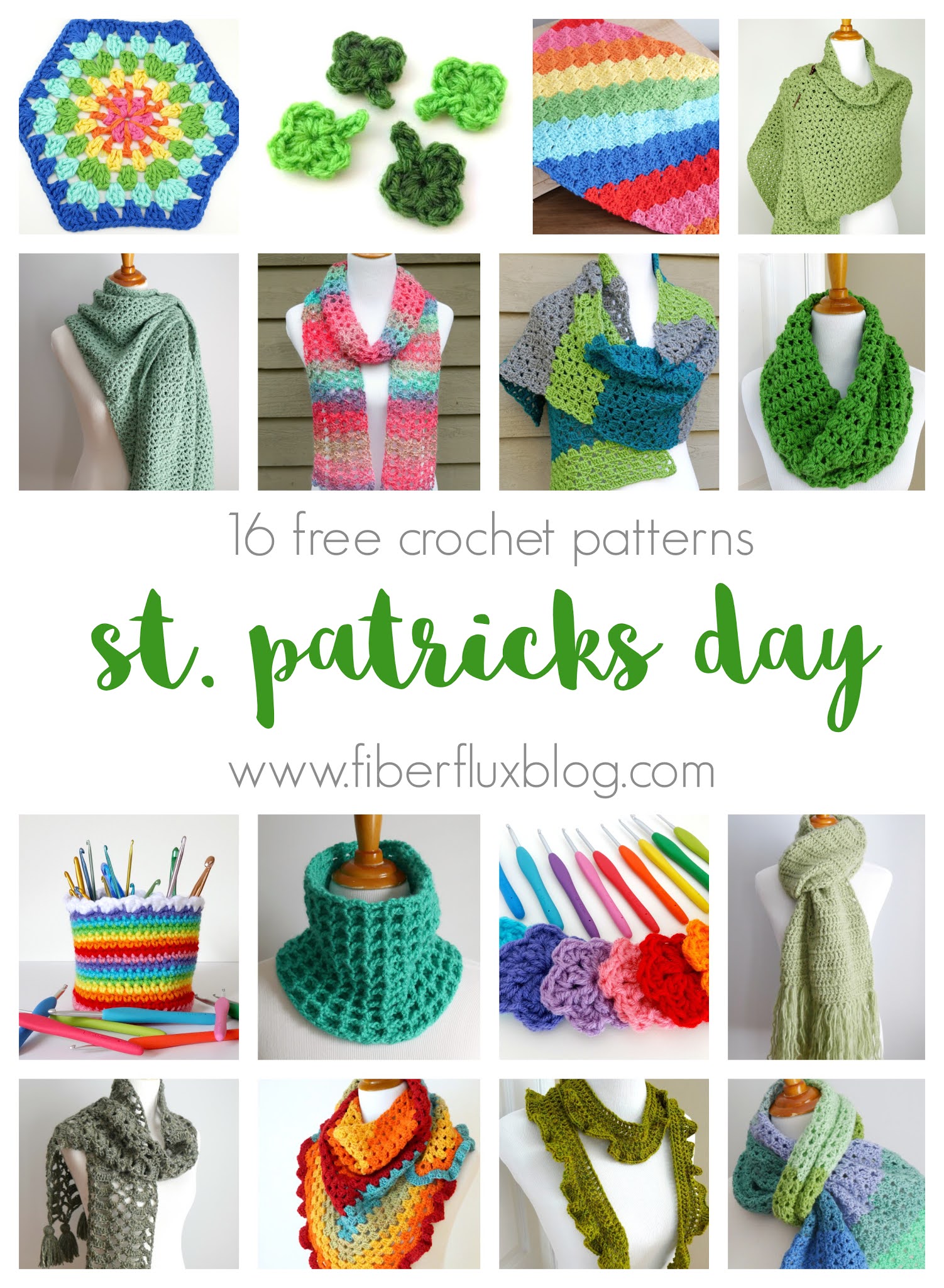 Fiber Flux St. Patrick's Day, 16 Free Crochet Patterns!