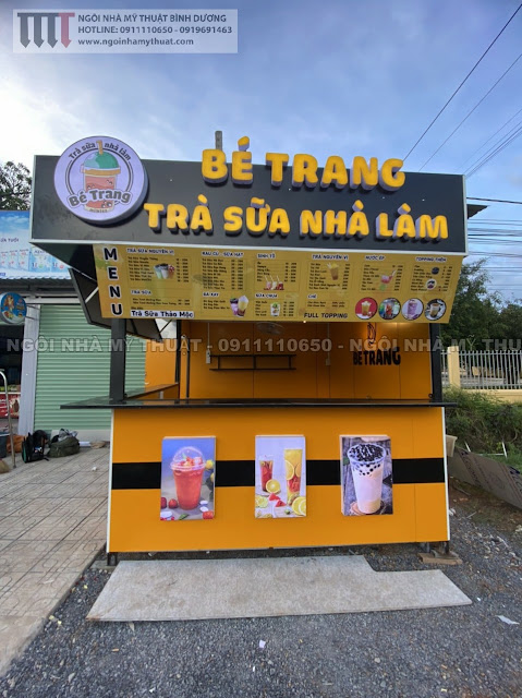 Quầy trà sữa, cafe mang đi rẻ đẹp tại Bình Phước quay tra sua, cafe mang di re dep tai binh phuoc