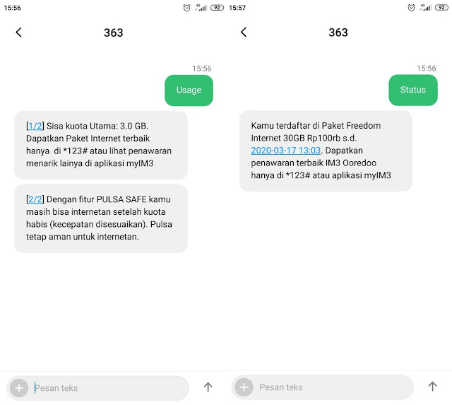 Cek kuota indosat