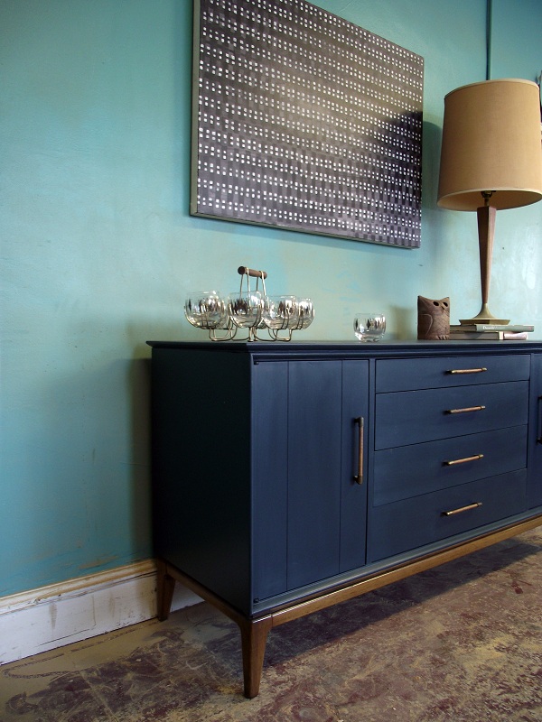 Vintage Ground Mid Century / Retro Deep Blue Sideboard / Buffet