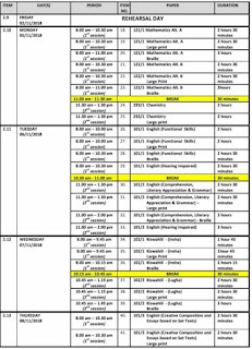 kcse timetable 2018