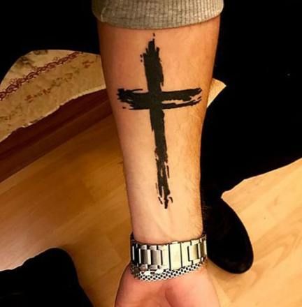 cross tattoo on wrist