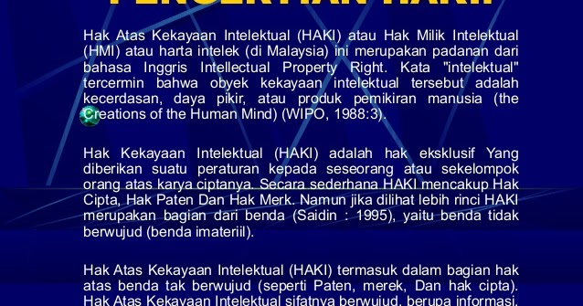 Materi Hak Atas Kekayaan Intelektual ( HAKI )