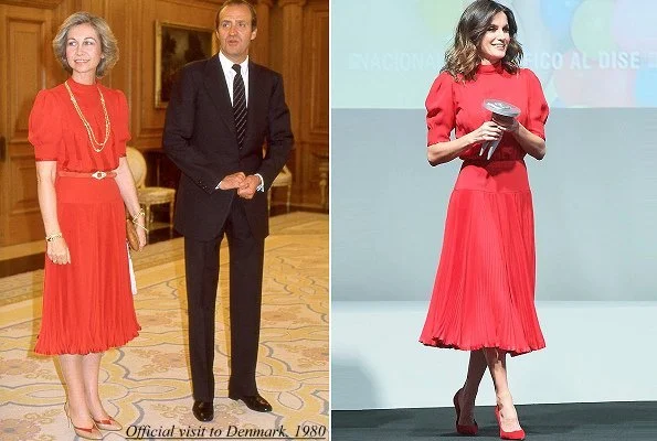 The red dress worn by Queen Letizia is an old dress of her mother-in-law Queen Sofia.