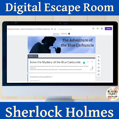 Sherlock Holmes, Readers Theater, Christmas, Holiday, Lesson Plans, ELA, Digital Escape Room, Short Story, Short Stories, No Prep, High School, English, Google Classroom