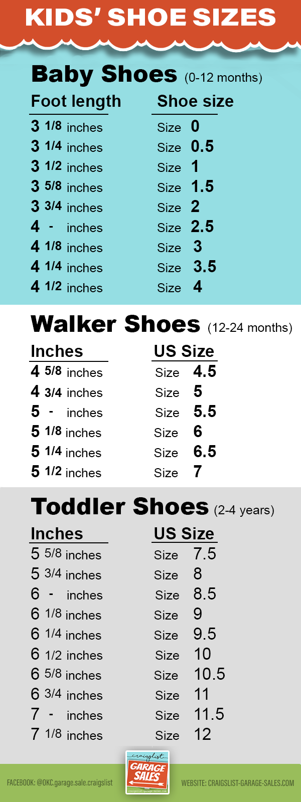 Easily Find Kids Shoe Sizes with this Super Simple Chart | Craigslist ...