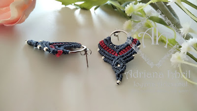 Pendientes, aros, aretes en macramé.Earrings, hoops, earrings in macramé. #AdrianaAbril