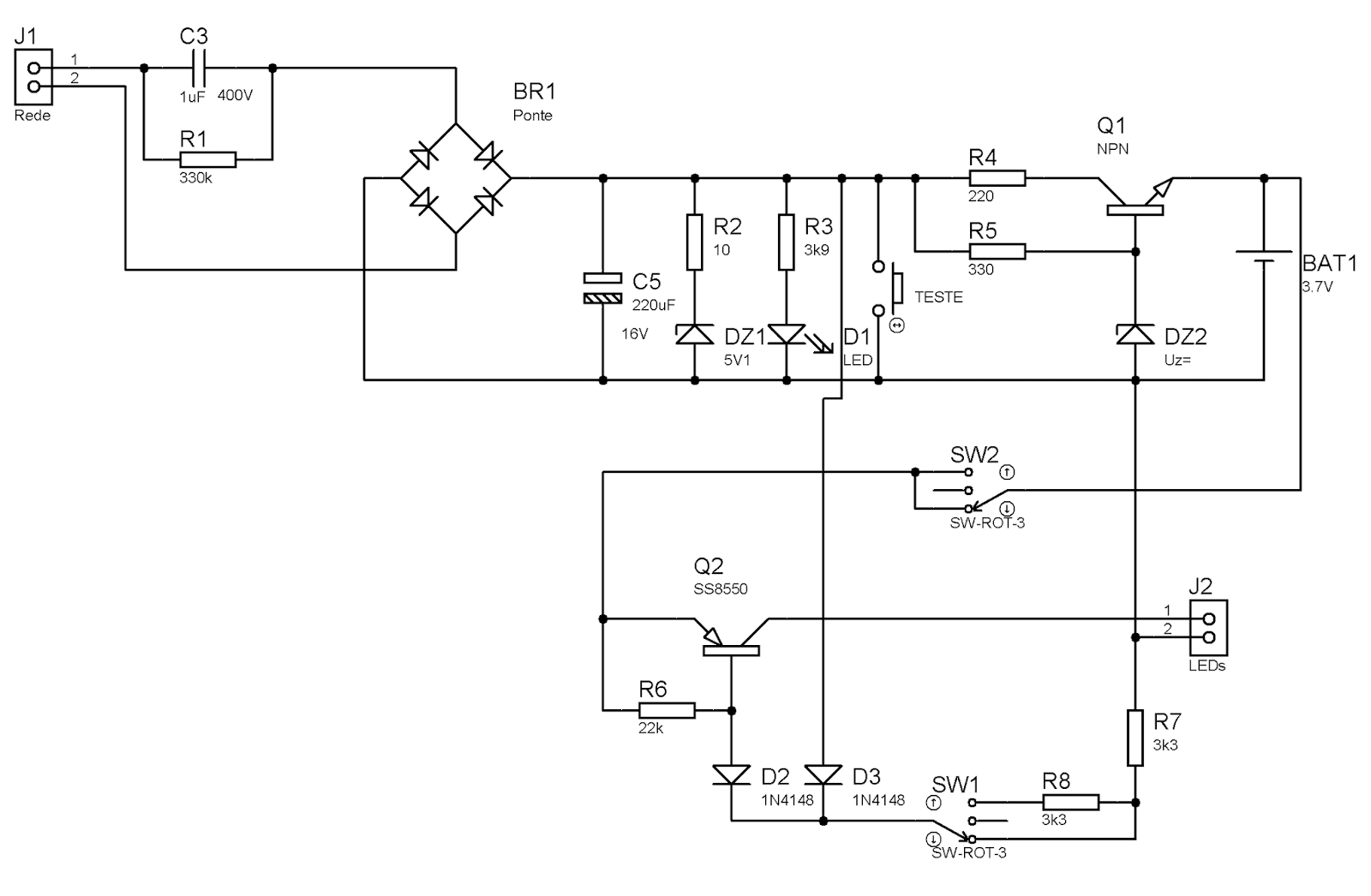 Luz de emergência de 30 LEDs por dentro Pakéquis
