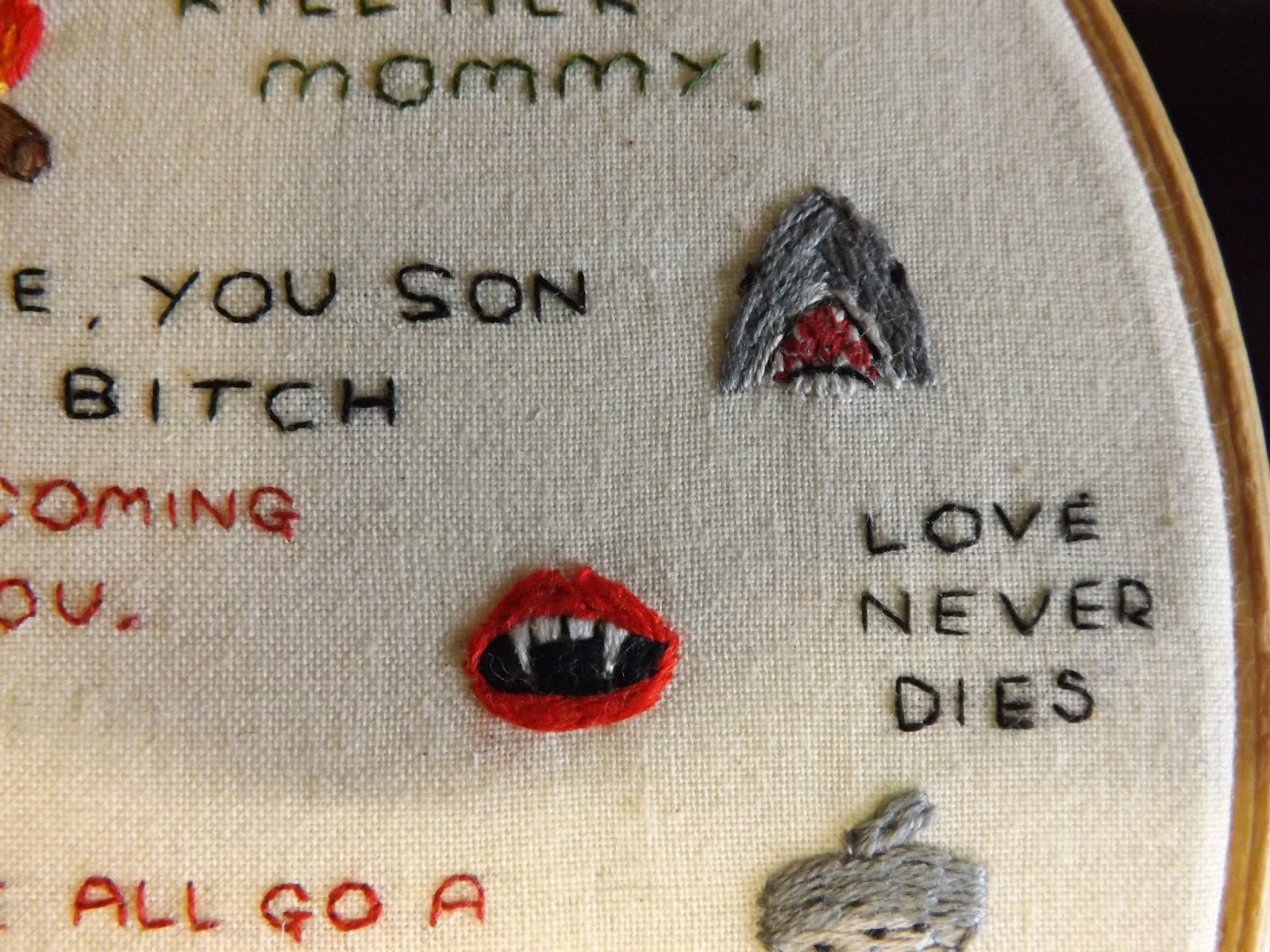 Horror film embroidery  bits and bobs