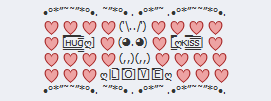 Bunny text art with red hearts for Facebook status and comments Bunny Text Art