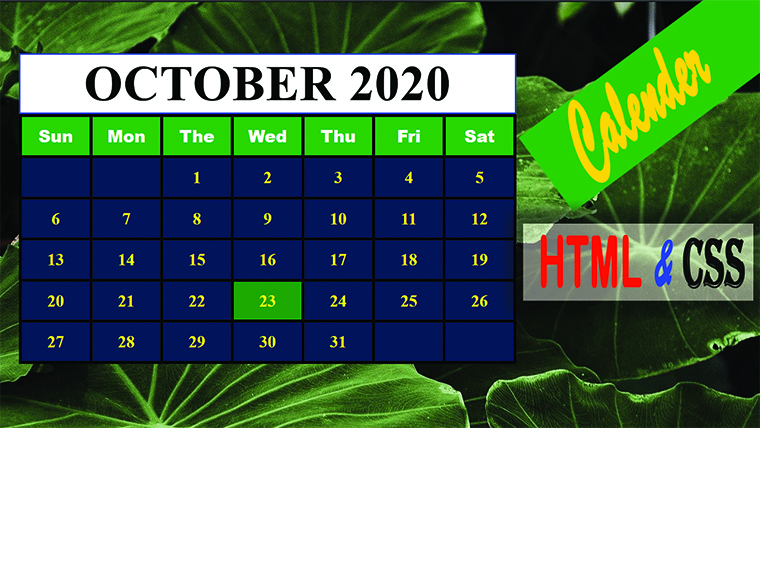 How to Create Calendar With html and css Easy web Coding