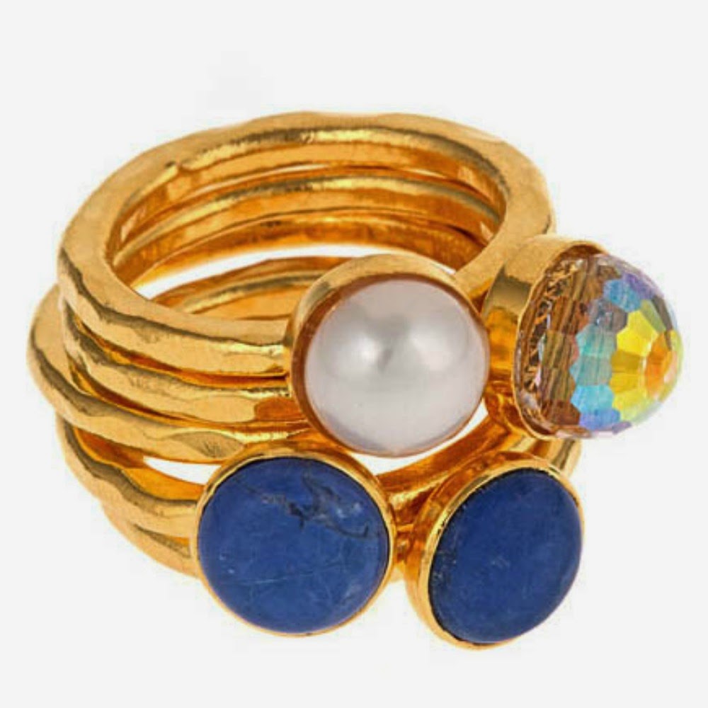 24k stackable ring set with natural gemstones
