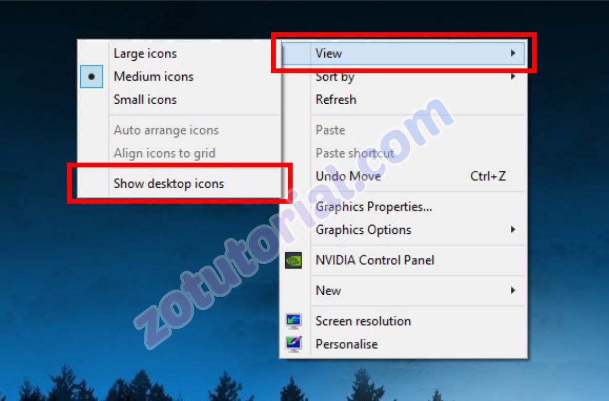 3 Cara Menyembunyikan Icon Aplikasi (Shortcut) di Windows 10, 8, 7 - zotutorial