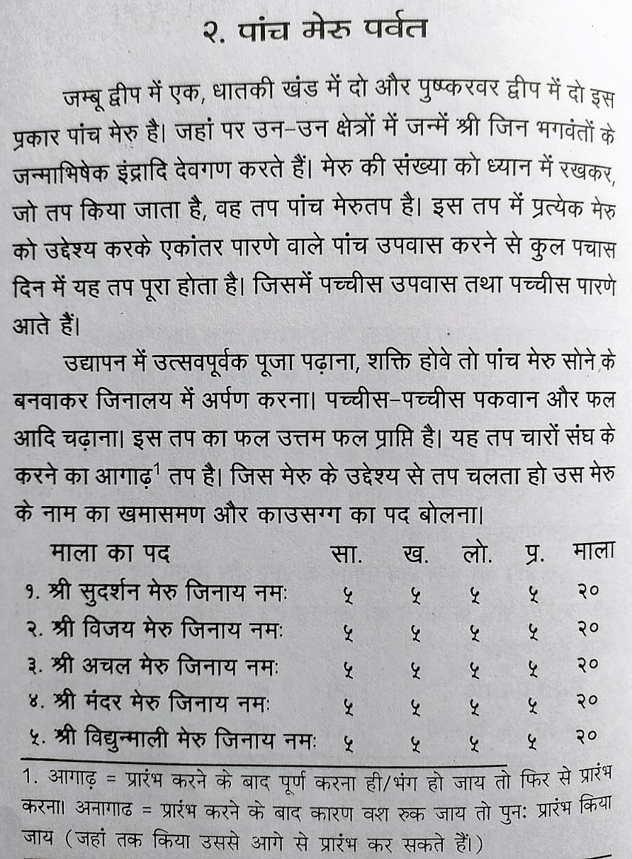SHREE JINAVACHAN STOTRAS PANCH MERU PARVAT TAP पांच मेरु पर्वत तप