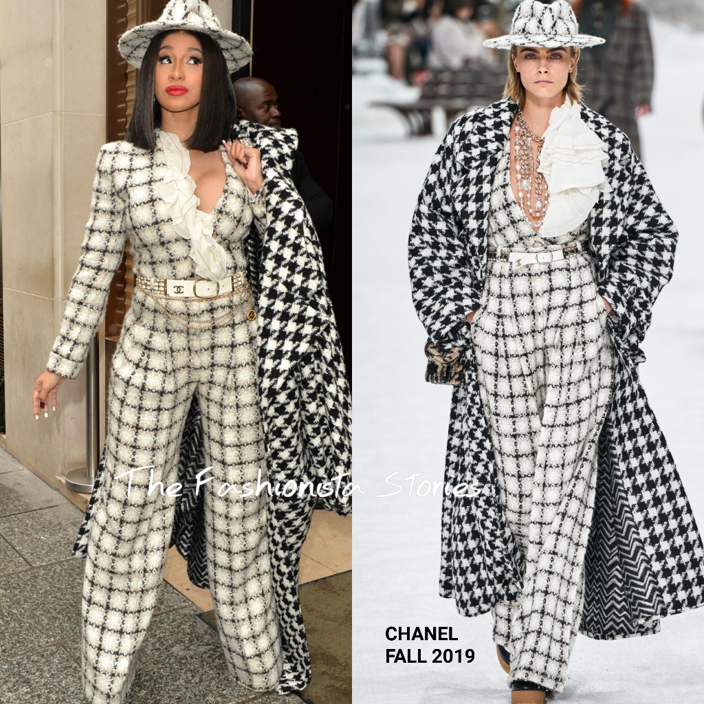 Cardi B at Chanel Spring/Summer 2020 Show, The Chanel Show Could've Ended  the Minute Cardi B Entered the Building in a Sexy Tweed Jumpsuit