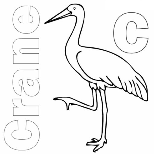 Letter C for Crane Coloring Pages PDF