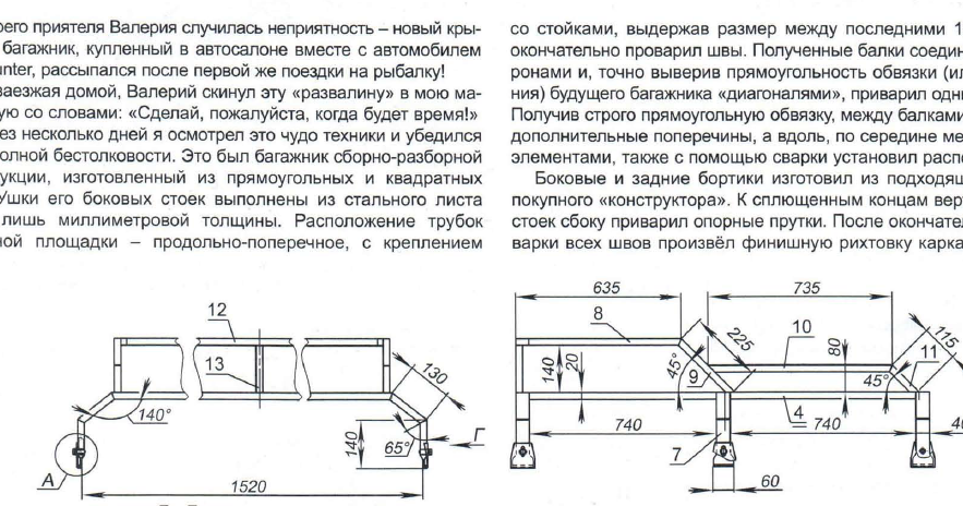Размеры багажника на буханку чертеж