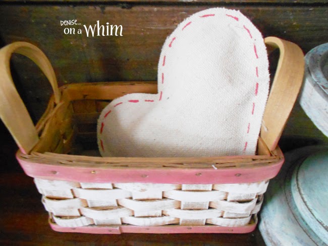 Drop Cloth Hearts with Faux Stitching from Denise on a Whim