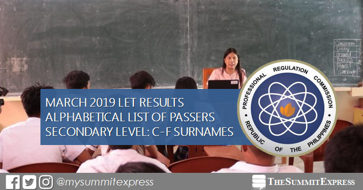 Let Result C F Passers List Secondary March 2019 The Summit Express Let Result C F Passers List Secondary March 2019 The Summit Express