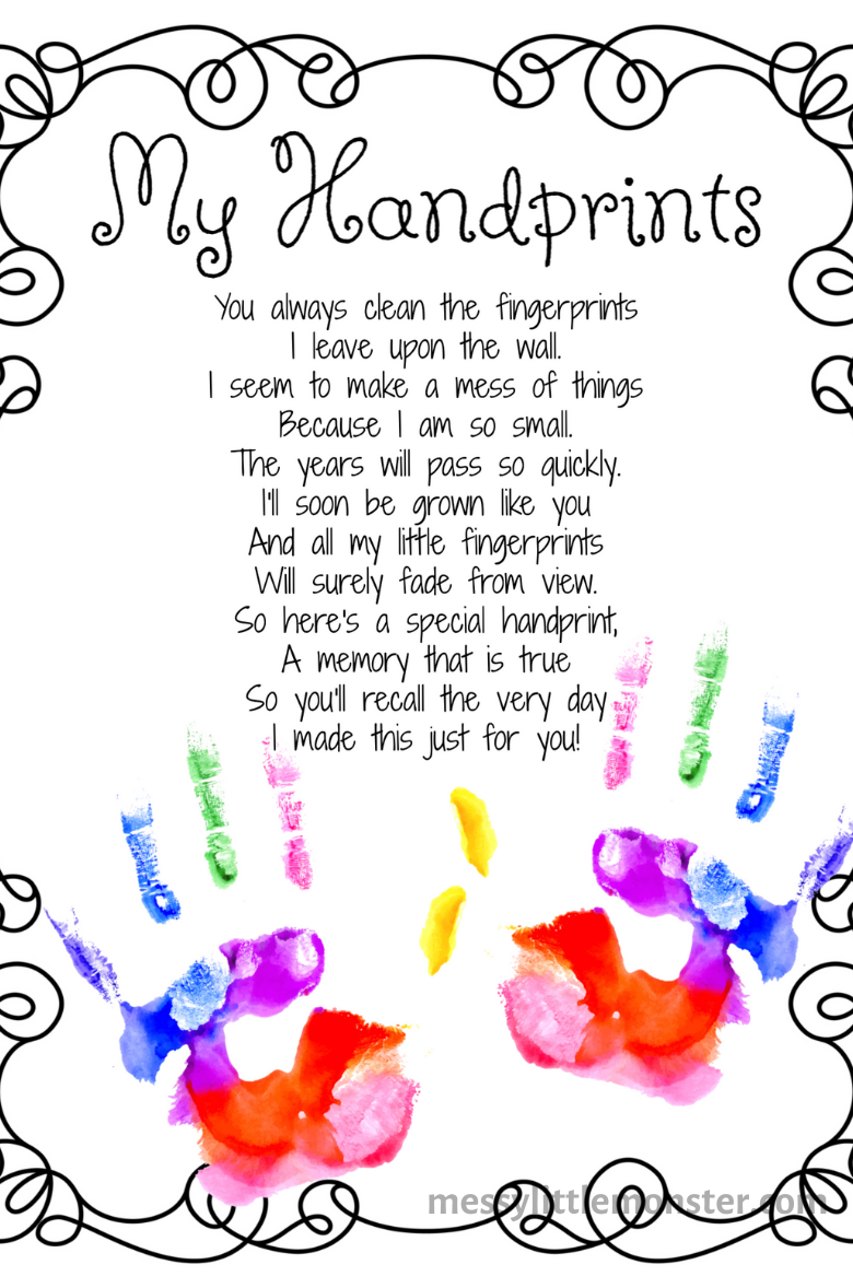 Free Printable Handprint Poems Printable Blank World Free Printable Handprint Poems Printable Blank World