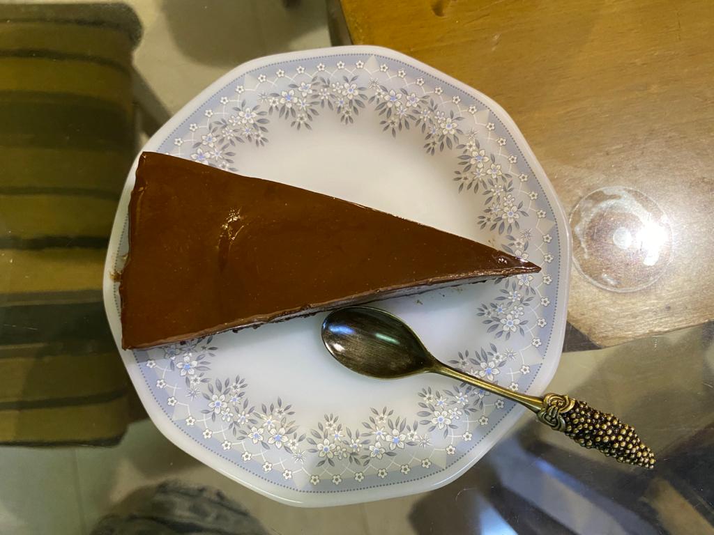 Eggless Brownie Mousse Cake with Mirror Glaze