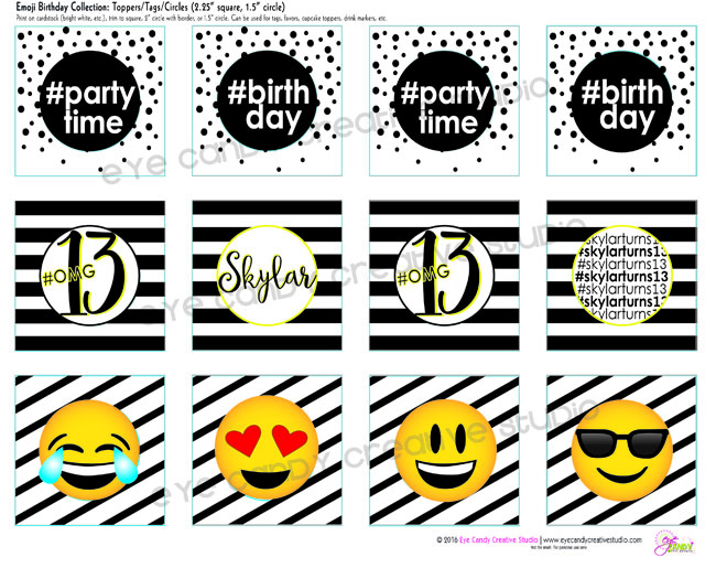 #partytime, #birthday, thirteen, #OMG, emoji party, laughing emoji