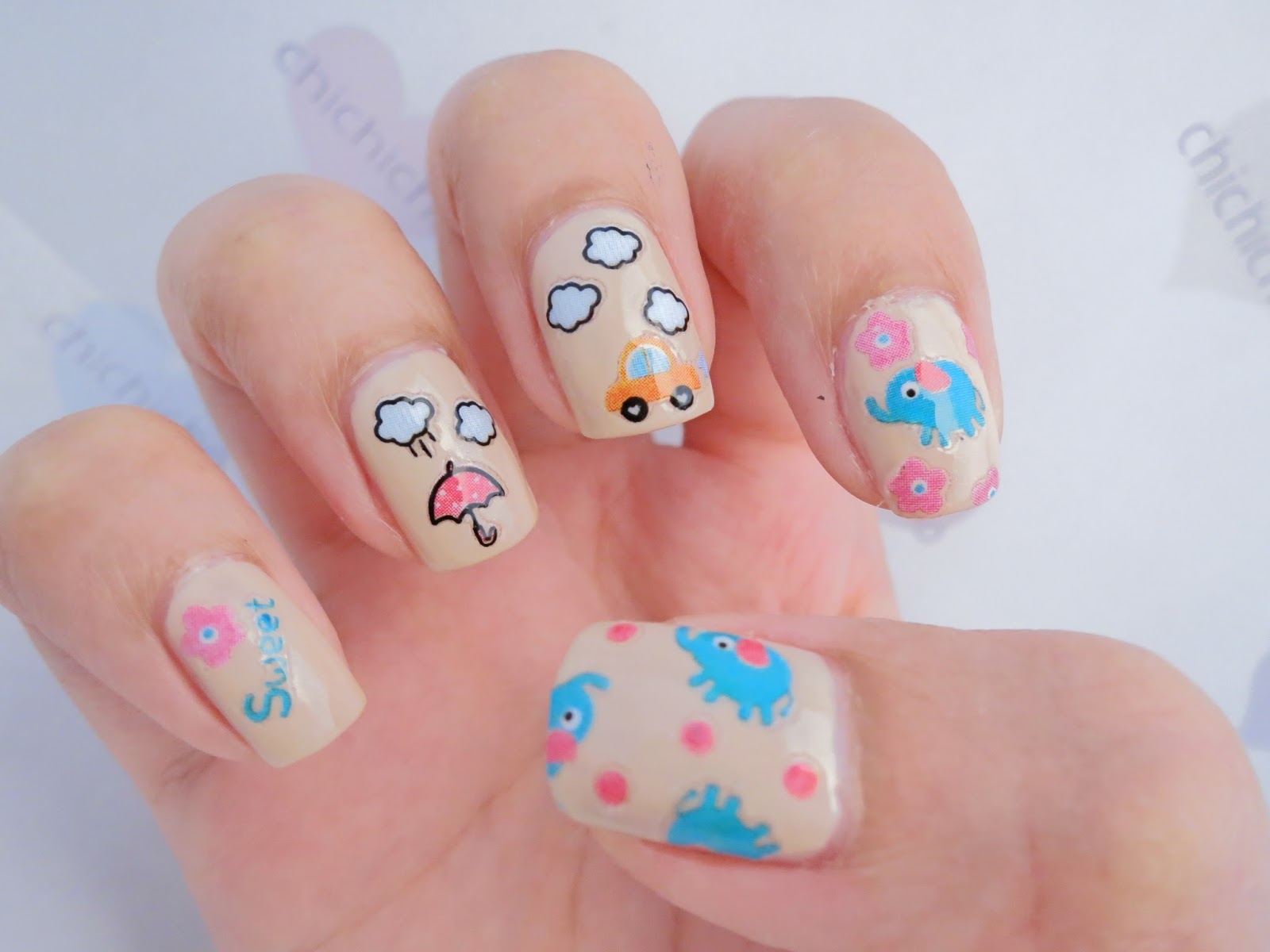 Elephant Stickers Nail Art! (Born Pretty Store review) - chichicho~