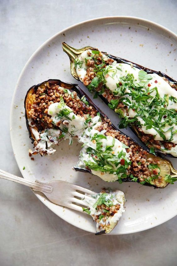 Loaded Grilled Eggplant Recipe with Creamy Sauce Easy Recipes for