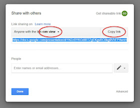 Make sure the link it set on "can view". Then click "Copy link". Make sure the link it set on "can view". Then click "Copy link".