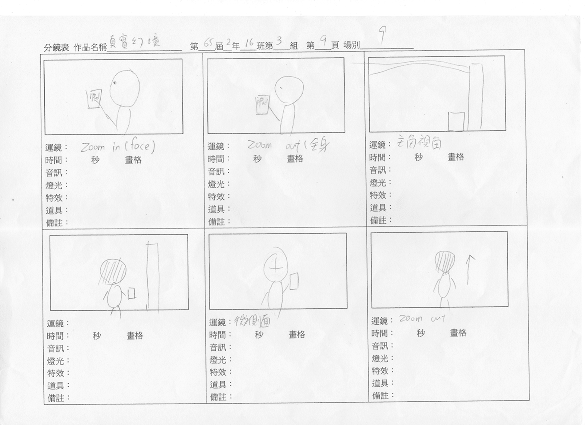 生活科技-電影製作: 分鏡表(全)