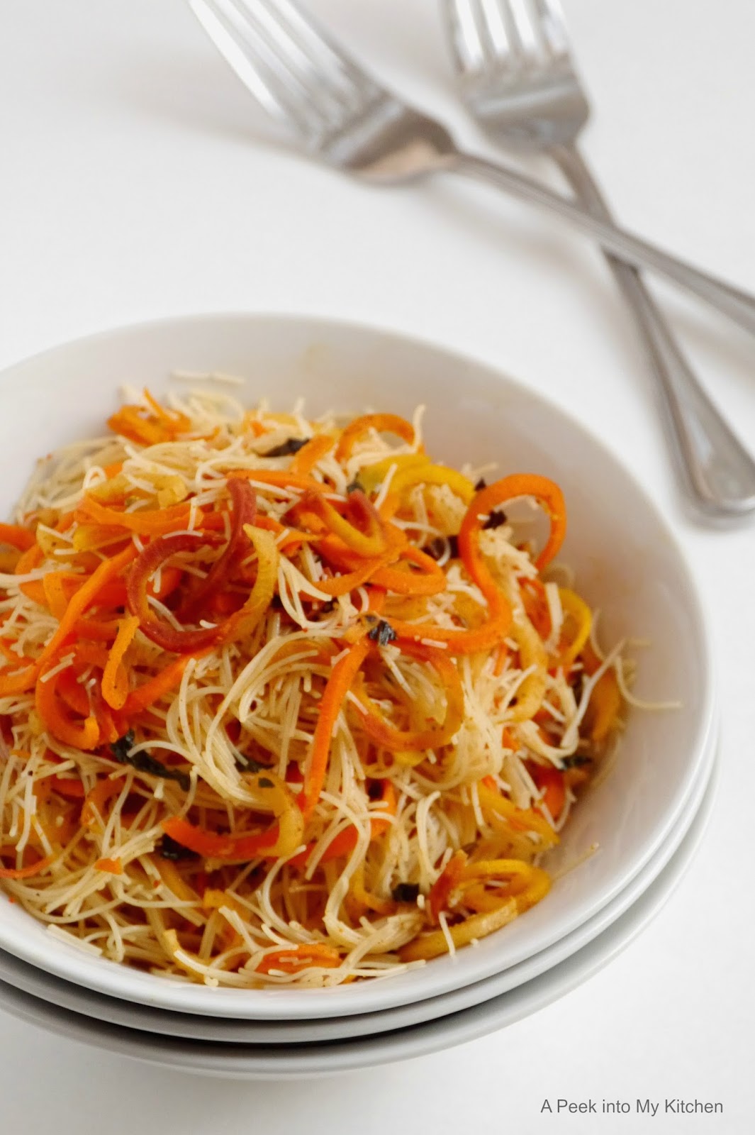 A Peek into My Kitchen Biriyani Flavored Rice Noodles with Rainbow Carrots Day 76