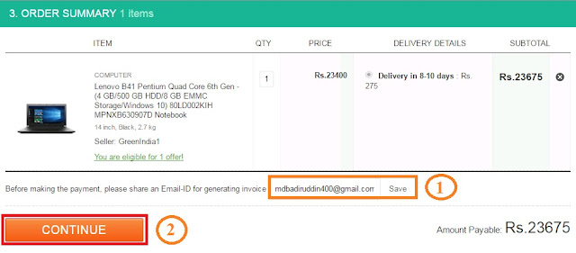 click on continue button to buy flipkart items