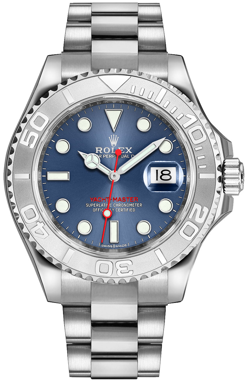 rolex yacht master blue dial on wrist