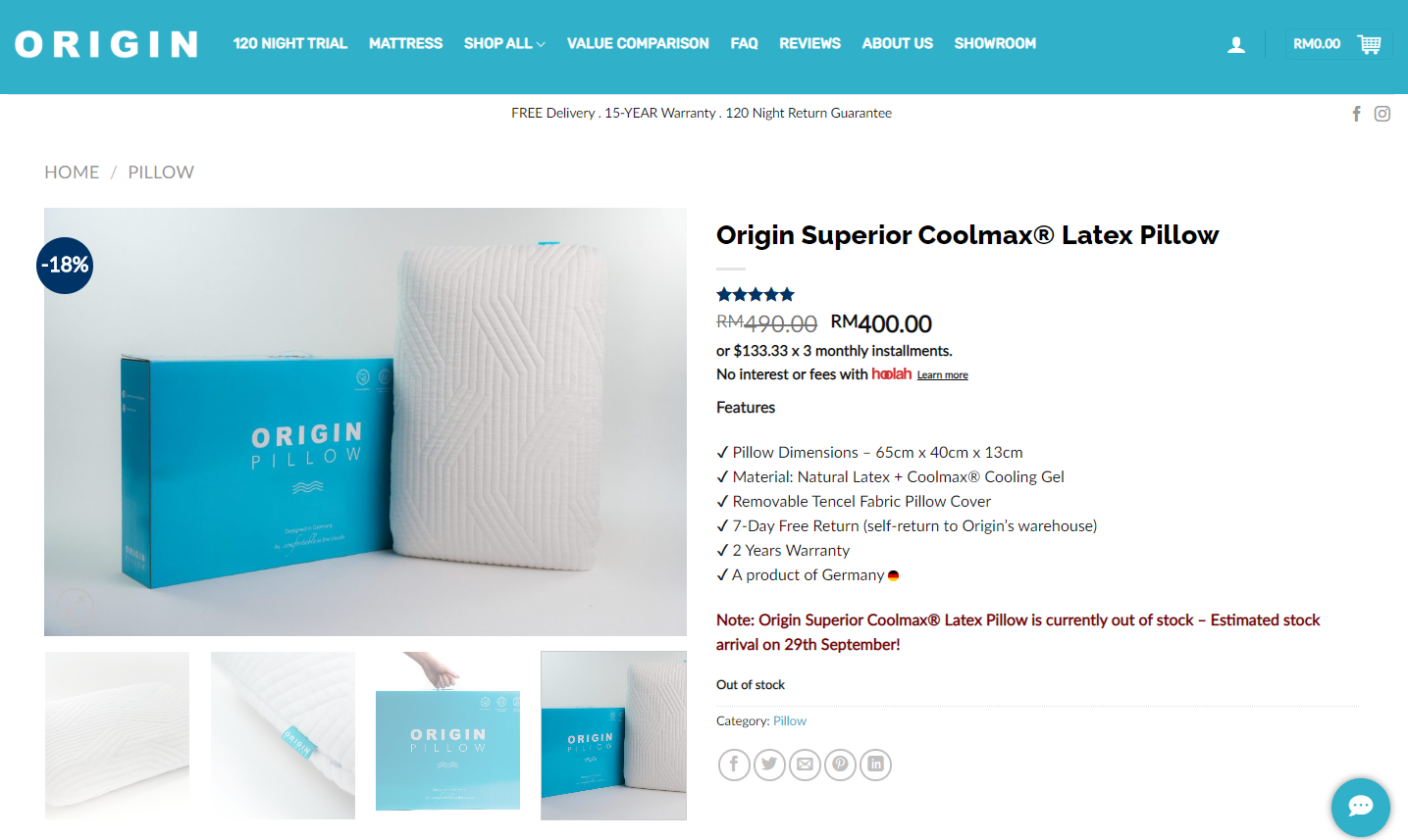 Origin Mattress Malaysia Origin Superior Coolmax Latex Pillow Review