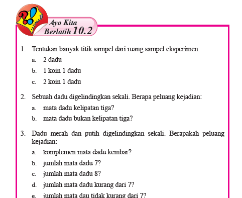 Soal Dan Jawaban Ayo Kita Berlatih 10 2 Peluang Teoritik M4thguru Soal Dan Jawaban Ayo Kita Berlatih 10 2 Peluang Teoritik M4thguru