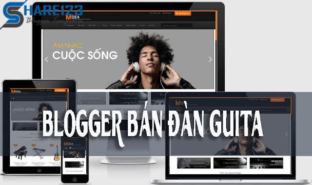 Template blogspot bán đàn guita cực đẹp và chuẩn SEO