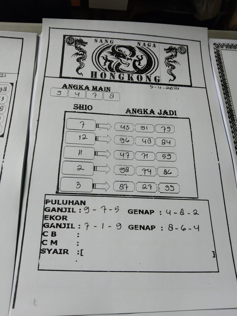 GAMBAR SYAIR TOGEL HONGKONG