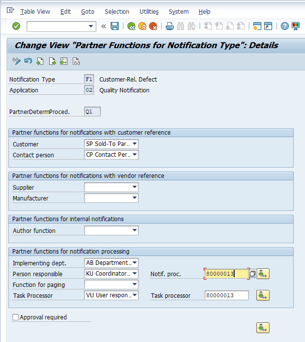 SAP ABAP Central Automatic Partner Determination for Quality notification
