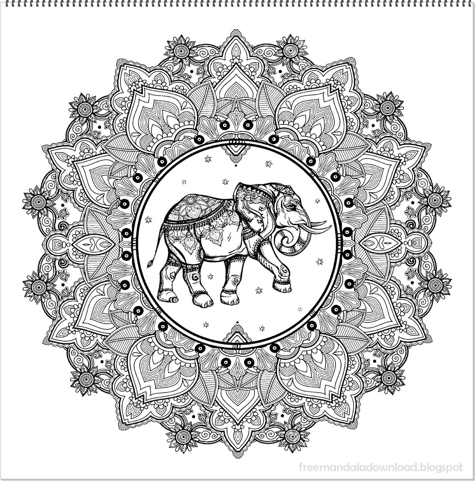 Mandala mit Elefanten und indisch inspirierten Mustern Pdf Mandala mit Elefanten und indisch inspirierten Mustern Pdf