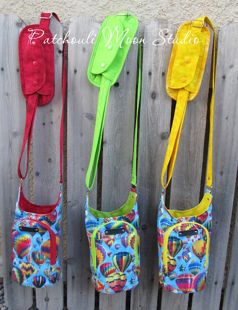 Patchouli Moon Studio~ 3 Water Bottle Slings in Hot Air Balloon Fabric Print