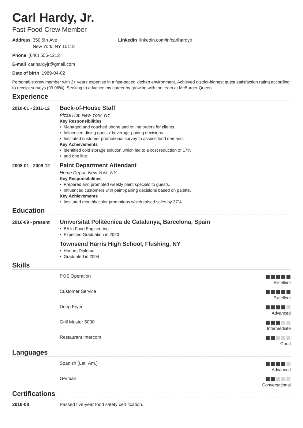 Photography Resume Objective Resume Letter