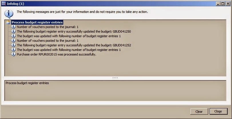 ax dynamics displayed shown message screenshot should below log info
