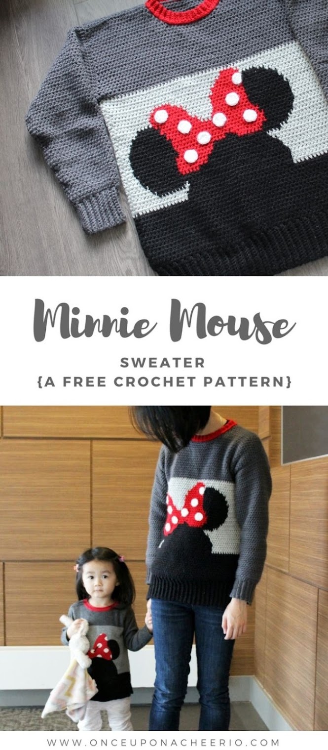 Minnie Mouse Sweater FREE Crochet Pattern Minnie Mouse Sweater FREE Crochet Pattern